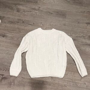 Classic White Cable Knit Sweater